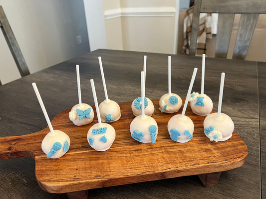 Baby boy shower cake pops